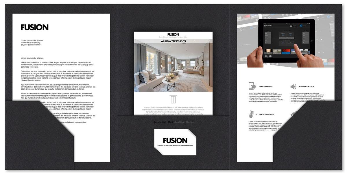 Fusion Auomation stationery design and marketing collateral