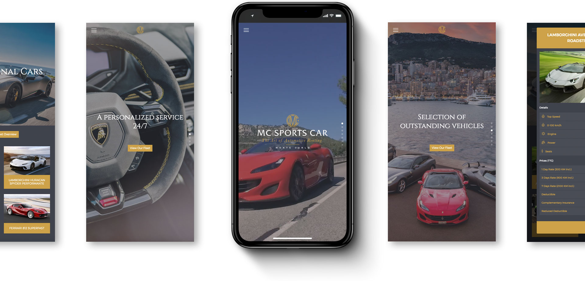 Monte Carlo Sports Car web design for mobile devices