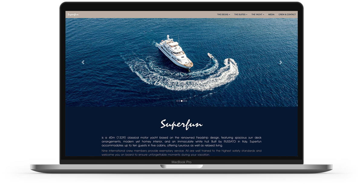 Web design of Superfun super yacht