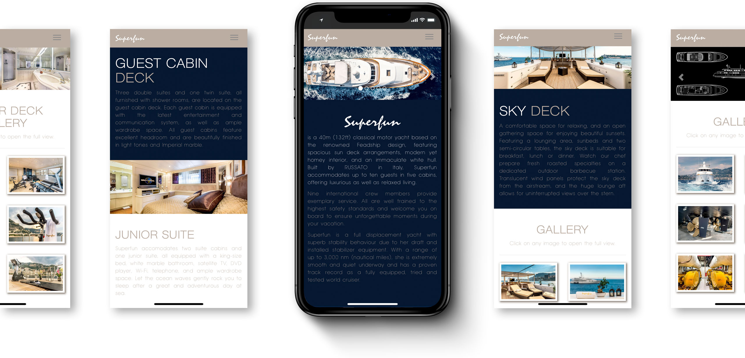 Web design for mobile devices of Superfun super yacht
