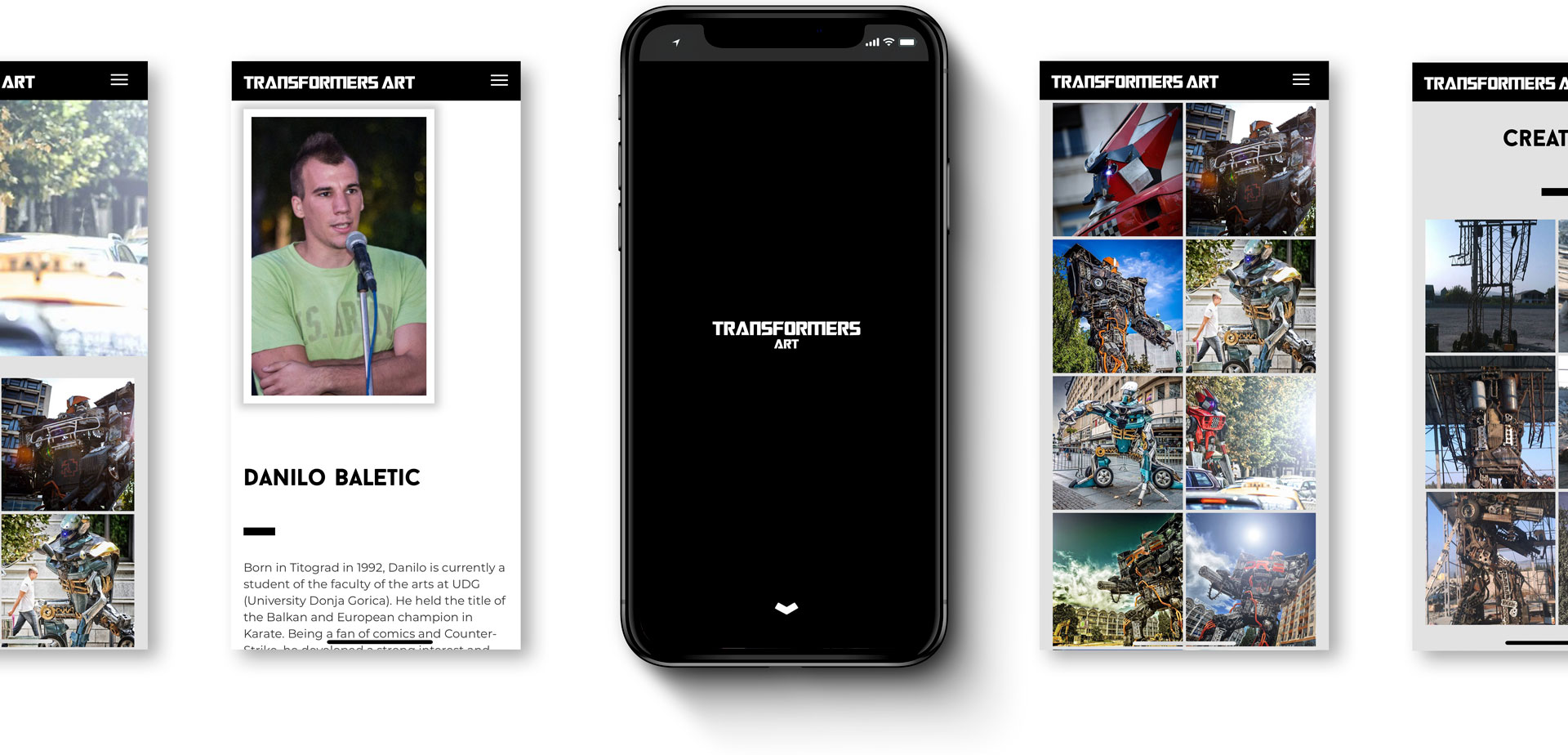 Web design for mobile devices of Transformers Art